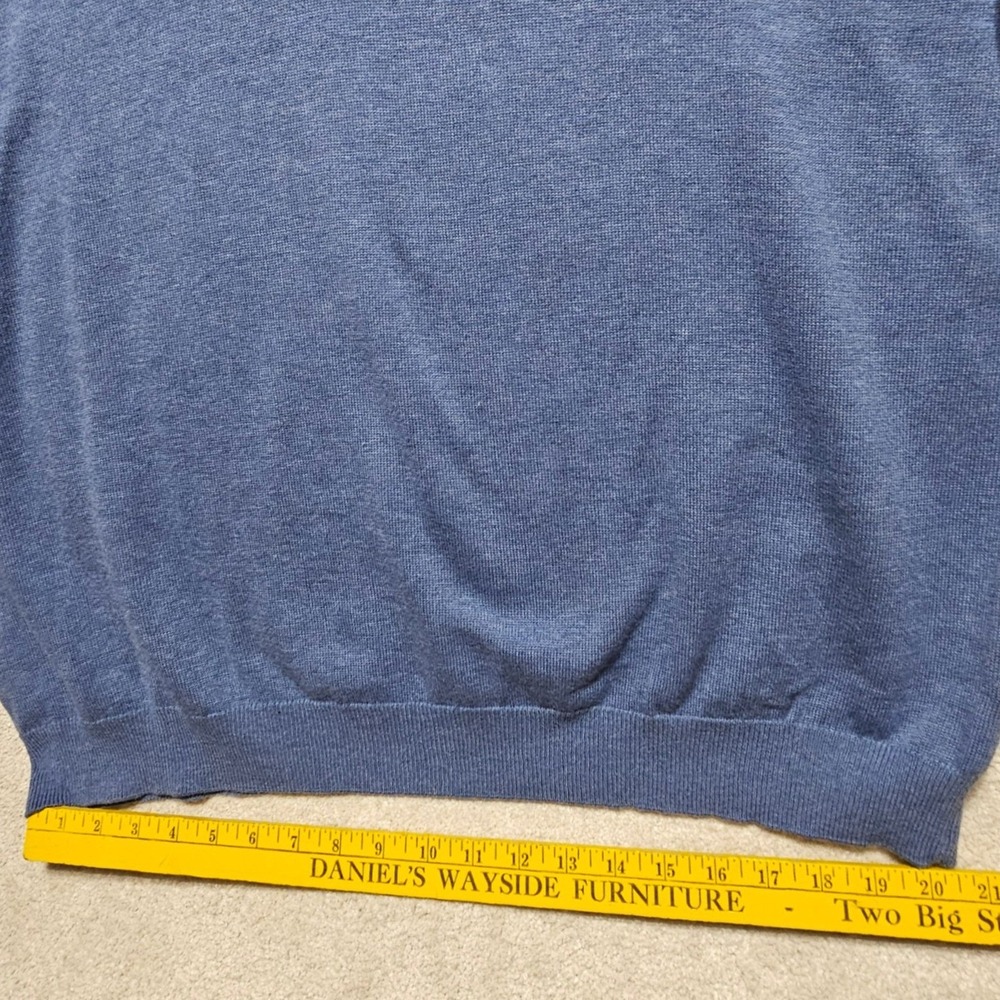 Roundtree & Yorke Mens 2XB Blue Quarter Zip Pullover Sweater Cotton Blend - Picture 9 of 11